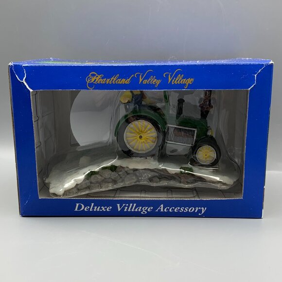 Heartland Valley Christmas Village Green Tractor on Hill of Snow in Original Box - Picture 3 of 10